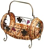 Hansen Korb 1/109 Deko-Fass f&uuml;r Flaschen / Materialmix aus Metall und Seegras / B 35 T 23 H 24/37 cm