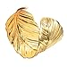Merdia Weekly Promotion Fashionable Alloy Metal Arched Leaf Shaped Wide Arm Cuff Bangle Bracelet(Golden Color)