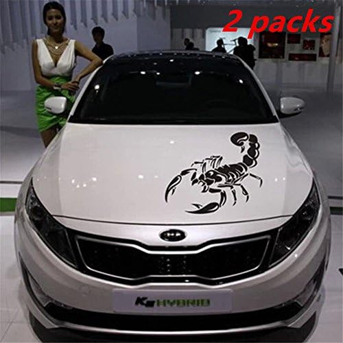 BYCE 2 Packs 3D Funny Scorpion Car Stickers and Decals 30cm+50cm Car Front Back Cover Car Body Stickers For BMW VW Ford Toyota Honda Kia Black