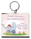 Too Cute Birth Announcement Baby Photo Bag Tag, Personalized, 2.75 x 3.25 Carriage (Girl)