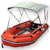 Aluminum Bimini Top for 9.5 to 10.8 ft Inflatable Boat, 3 Bow Design with Gray Canopy