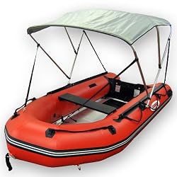 Aluminum Bimini Top for 9.5 to 10.8 ft Inflatable Boat, 3 Bow Design with Gray Canopy