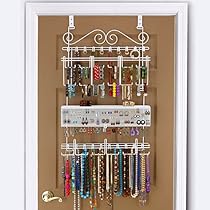 Overdoor/Wall Jewelry Organizer in White By Longstem - Unique patented product - Rated Best