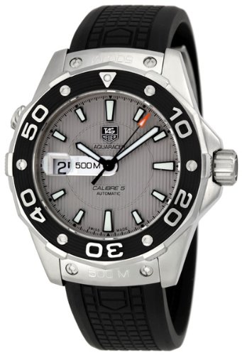 TAG Heuer Men's WAJ2111.FT6015 Aquaracer Calibre 5 Automatic 500M Silver Dial Watch