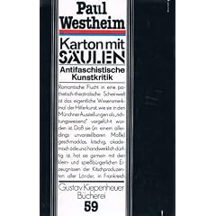 Gustav Kiepenheuer B�cherei, Band. 59: Karton mit S�ulen - Antifaschistische Kunstkritik