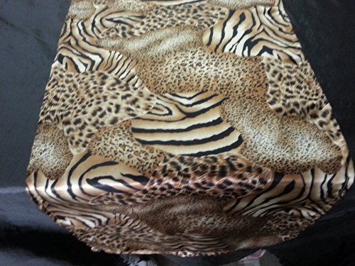 Satin Charmeuse Cheetah & Tiger Mixed Animal Print Table Runner. 13 X 60 Inch