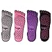 CXYY 4 Pairs Cotton Yoga Socks with Five Full toe Non Slip Grips Pilates Socks ( Black Purple Pink Gray)