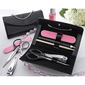  Little Black Purse inch Patent-Leather Five-Piece Manicure Set - Baby Shower Gifts & Wedding Favors (Set of 12)