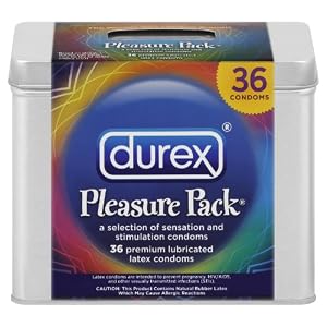 Durex - Pleasure Pack Latex Condom Tin, 36 Count