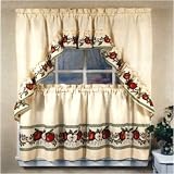 36 Inch Red Delicious Apple Print Country Kitchen Curtain Set