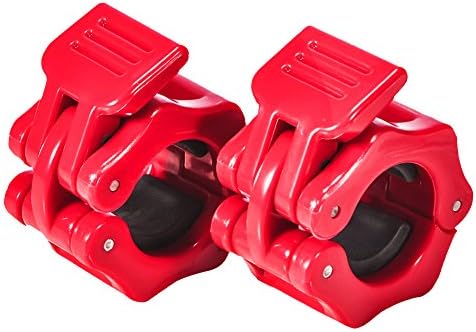 Pair of 1" Quick Release Barbell Clamp Olympic ABS Locking Collars (Red)