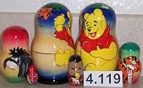 Winnie Winny Pooh Honey Bear Russian Nesting Doll. 5 Pc / 4 in #4.119