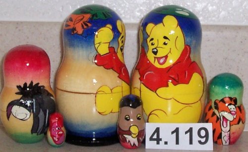 Winnie Winny Pooh Honey Bear Russian Nesting Doll. 5 Pc / 4 in #4.119