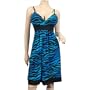 Sexy Blue Animal Print Empire Waist Plus Size Dress - 1X