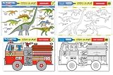 Melissa & Doug Write-A-Mat Dinosaurs and Fire Engine 2 Placemats Bundle