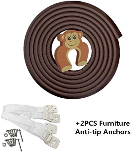 TV Furniture Wall Straps 2 Pack Anti-Tip Anchors with Adjustable Tether Toddle Safety - Door Stopper Guard Cushion Furniture Bumpers 6.5ft for Baby Edge &amp; Corner Guards Best Value Pack