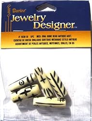 Medium Oval Antique Bone Bead Assorted (5)