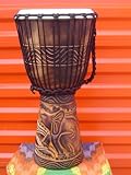 20 X 10-11 Deep Carved Djembe Bongo Drum Elephants with Free Cover, Model # 50M8