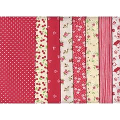 Stoffpaket (Rot) | 8 Stoffe | 100% Baumwolle | 46 x 56 cm