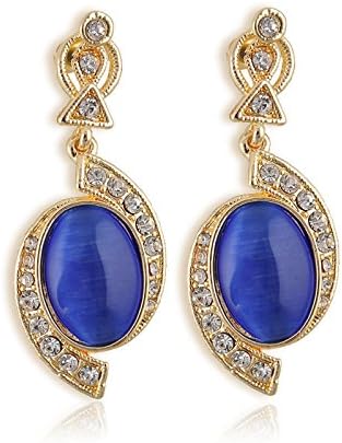 Womens Great Glorious 18K Gold Plated Sapphire Blue Crystal Drop Retro Earrings