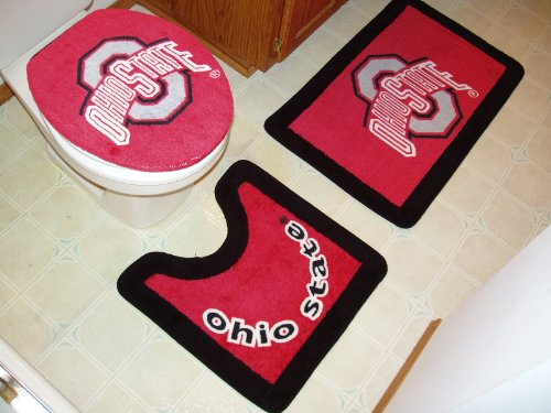 Ohio State Combo 3 Piece Bath Rug Set & 3 Piece Towel Set