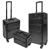 Friseurkoffer Alu Trolley Koffer Schminkkoffer Pilotenkoffer Visagistenkoffer in Schwarz
