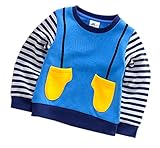 (コ-ランド) Co-land 子供服 長袖シャツ スウェット ボーダー柄 女の子 男の子 男女児 キッズトップス 秋着 ベビー トレーナー カジュアル ブルー 120