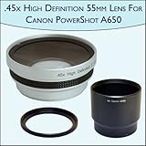 .45x High Definition Wide Angle Camera 55mm Lens For Canon PowerShot A650