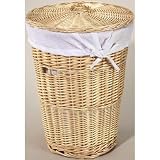 Badger Basket Natural Round Rattan Hamper with White Liner