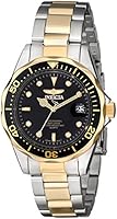 Invicta Pro Diver Unisex Quartz Watch with Black Dial Analogue Display and Two Tone Stainless Steel Gold Plated Bracelet in Two Tone Stainless Steel Case 8934