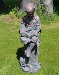 Small Bronze Garden Statues - Reading Boy Figure Sculpture