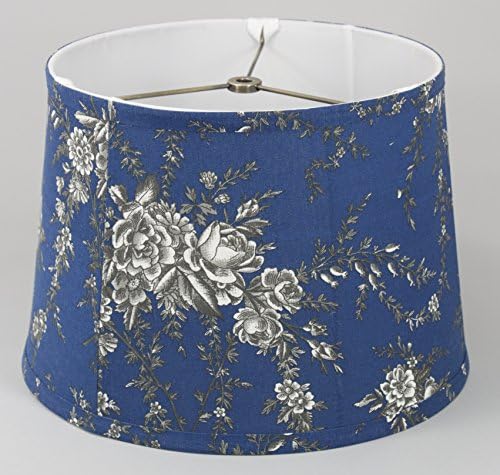 Albert Estate LTD,11" Grey Toile Floral on Navy Shade,10x11x8,Softback with Poly Silk Lining, Washer Drum Fitter