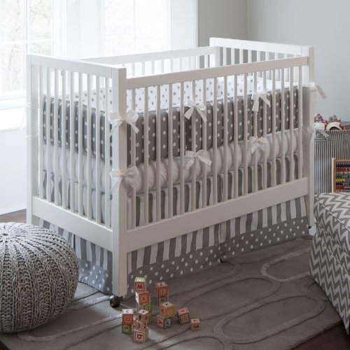 Gray and White Dots and Stripes 3Piece Crib Bedding Set Baby Shop
