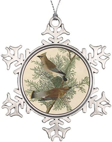 Follies Christmas Audubon Cedar Waxwing Bird Snowflake Pewter Christmas Ornament