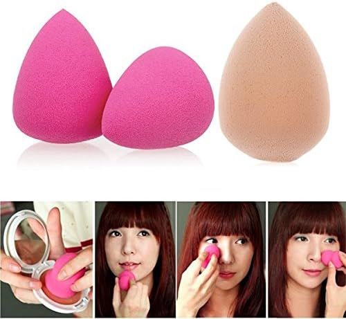 Sanheshun Water Drop Beauty Sponge Latex Free Blender Makeup Flawless Liquid Foundation Rose &amp; Nude [Pack of 2]