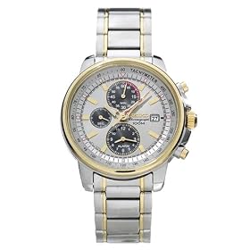 Seiko Wrist Watches-New Seiko Alarm Chronograph Black Dial Two Tone Bracelet Men's Watch SNAA62