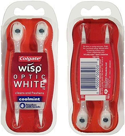 Colgate Wisp - Optic White - Camping Toothbrush - Wisp Toothbrush - No Water Needed - Whiter Brighter Teeth. Mini Toothbrush Great for Camping, Traveling. Small Compact Package, with 4 Disposable Toothbrushes. Clean Teeth and Fresh Breath - 5 Packs