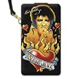 Licensed Elvis Black Universal Cellphone Pouch Elvis Singing Above A Flaming Heart Includes Belt Clip By Elvis
