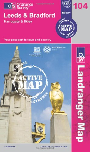 Leeds & Bradford, Harrogate & Ilkley (OS Landranger Active Map)