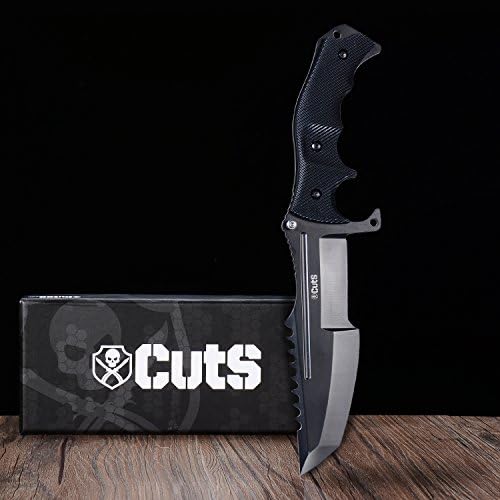 CutS Huntsman Crimson Web Fixed Blade Tactical Hunting Knife Dull - Classic Collection (Black Night)