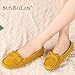 SUNROLAN Women's Polyurethane Suede Moc Toe Penny Loafers Slip On Flat Kitly Moccasin Shoes