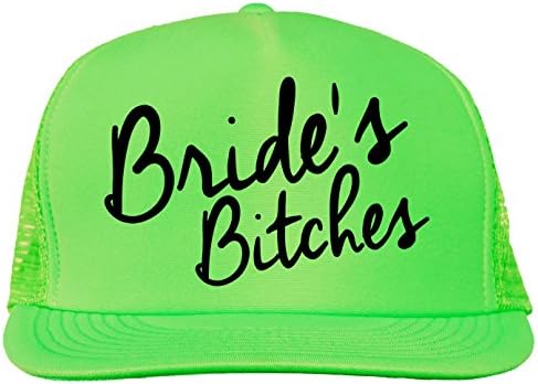 Bride's Bitches Bright neon truckers mesh snap back hat in Neon Green - One Size
