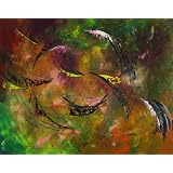 Original Abstract Modern Oil Palette Knife Painting on Framed Canvas Eugenia Abramson Fine Art Size: 30"x24" Ready to Hang