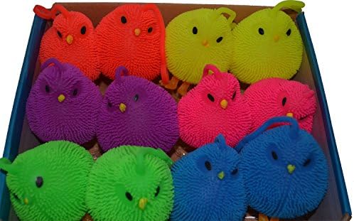 Puffer Balls- 6 Pcs Mixed Colors Chicks LED Flashing Squeeze Toys For Fun