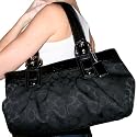Women's Soho Signature Pleated Black/Black Jacquard Tote: Black/Black Tote