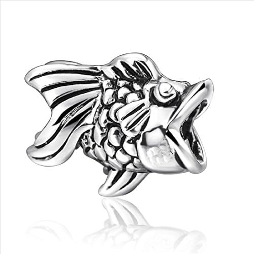 EvesErose Silver Koi Fish Goldfish Bead Sterling Charm Fits Pandora & Similar Bracelets
