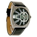 U.S. Polo Mens Analog-Digital Black Leather Band Quartz Watch US5305 Nib