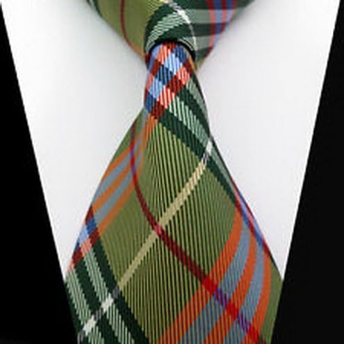 William Design New Classic Green Red Black Check 100%Silk Jacquard Woven Necktie Men's Tie wd-15510