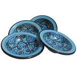 Le Souk Ceramique Sabrine Design 4-Inch Round Sauce Dishes, Set of 4