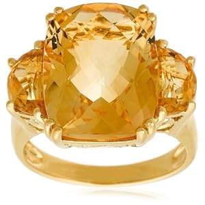 Yellow Gold Plated Sterling Silver Citrine Ring, Size 8 by